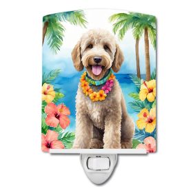 NEW Labradoodle Luau Ceramic Night Light Compact, UL-Certified, Ideal for Bedroom, Bathroom, Nursery, Hallway, Kitchen, 6x4x3, Multicolor