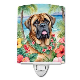 NEW Mastiff Luau Ceramic Night Light Compact, UL-Certified, Ideal for Bedroom, Bathroom, Nursery, Hallway, Kitchen, 6x4x3, Multicolor