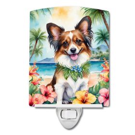 NEW Papillon Luau Ceramic Night Light Compact, UL-Certified, Ideal for Bedroom, Bathroom, Nursery, Hallway, Kitchen, 6x4x3, Multicolor