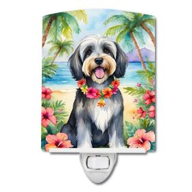 NEW Tibetan Terrier Luau Ceramic Night Light Compact, UL-Certified, Ideal for Bedroom, Bathroom, Nursery, Hallway, Kitchen, 6x4x3, Multicolor