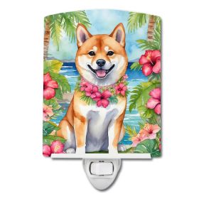 NEW Shiba Inu Luau Ceramic Night Light Compact, UL-Certified, Ideal for Bedroom, Bathroom, Nursery, Hallway, Kitchen, 6x4x3, Multicolor