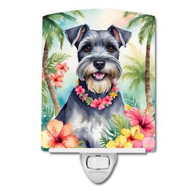 NEW Schnauzer Luau Ceramic Night Light Compact, UL-Certified, Ideal for Bedroom, Bathroom, Nursery, Hallway, Kitchen, 6x4x3, Multicolor