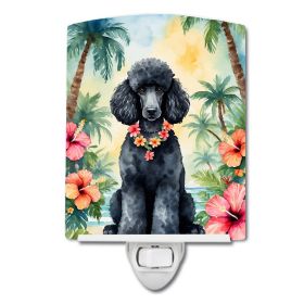NEW Black Poodle Luau Ceramic Night Light Compact, UL-Certified, Ideal for Bedroom, Bathroom, Nursery, Hallway, Kitchen, 6x4x3, Multicolor