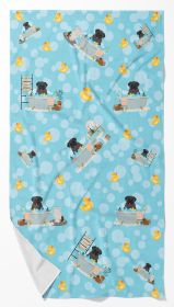 Black Pug in Bathtub Bath Towel Large Oversized Plush Fitness Body Towel, Ultra Soft Absorbent Quick Drying, 42"L x 24"W