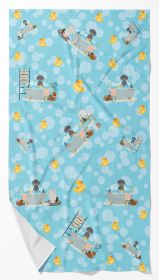 Blue and Tan Dachshund Bath Towel Large Oversized Plush Fitness Body Towel, Ultra Soft Absorbent Quick Drying, 42"L x 24"W