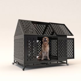 45inch Heavy Duty Dog Crate (Color: black)