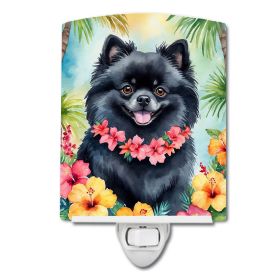 NEW Pomeranian Luau Ceramic Night Light Compact, UL-Certified, Ideal for Bedroom, Bathroom, Nursery, Hallway, Kitchen, 6x4x3, Multicolor (Default: Default)