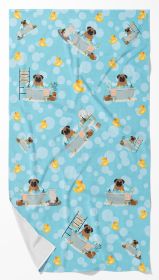 Brown Pug in Bathtub Bath Towel Large Oversized Plush Fitness Body Towel, Ultra Soft Absorbent Quick Drying, 42"L x 24"W (Default: Default)